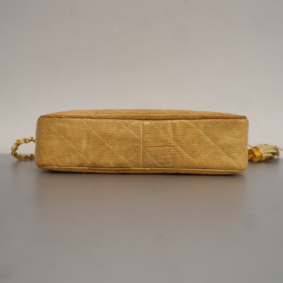 Auth Chanel Matelasse Chain Shoulder Lizard With Fringes Women's Shoulder Bag - Picture 3 of 13